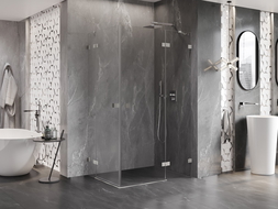 Mexen Lunar Душ кабина с двукрили въртящи врати, дясна, 90 x 70 см, прозрачна, матиран никел - 834-090P-070L-97-00