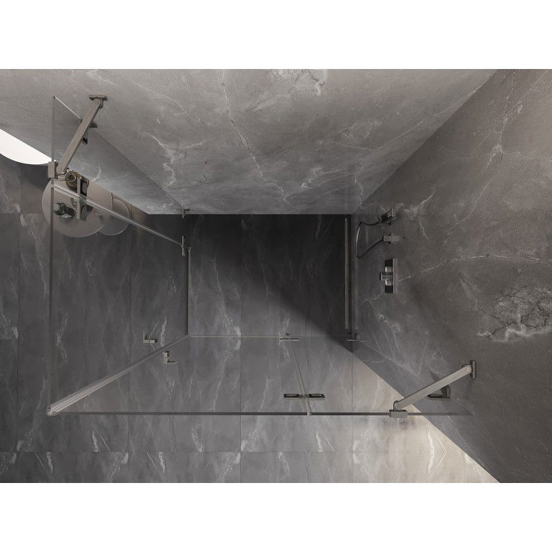 Mexen Lunar Двойна душ кабина с отваряща се дясна врата 95 x 85 см, прозрачна, четкан никел - 834-095P-085L-97-00