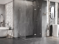 Mexen Lunar Дуо душ кабина с отваряща се врата, дясна 110 x 85 см, прозрачна, четкан никел - 834-110P-085L-97-00