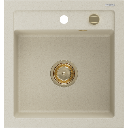 Mexen Vito Гранитна мивка с 1 камера 520 x 490 mm, бежова, със златен сифон