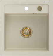 Mexen Vito Гранитна мивка с 1 камера 520 x 490 mm, бежова, със златен сифон