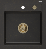 Mexen Vito гранитна мивка с 1 камера 520 x 490 мм, черна/златен металик, златен