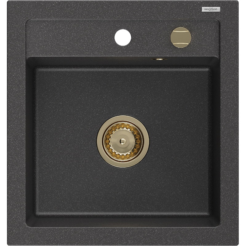Mexen Vito гранитна мивка с 1 отделение 520 x 490 mm, черен на пръски, сифон
