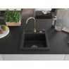 Mexen Vito гранитна мивка 1-коморна 520 x 490 mm, черна, златен сифón - 6503521000-77-G