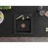 Mexen Vito гранитна мивка 1-коморна 520 x 490 mm, черна, златен сифón - 6503521000-77-G