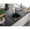 Mexen Vito гранитна мивка 1-коморна 520 x 490 mm, черна, златен сифón - 6503521000-77-G