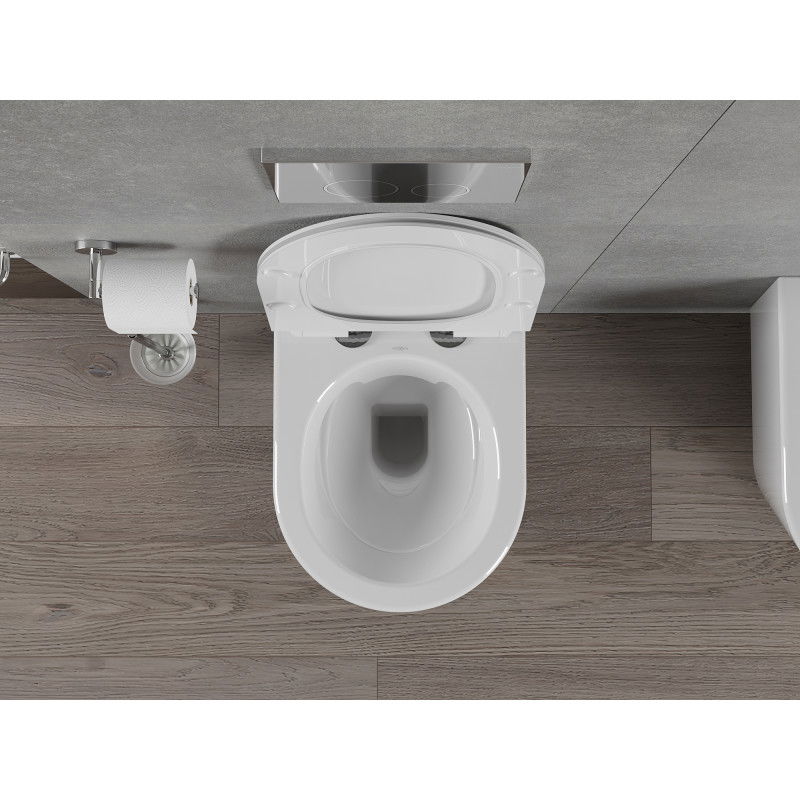 Mexen Rico Rimless тоалетна чиния с тънка забавяща седалка, дуропласт, бял гланц - 30720100