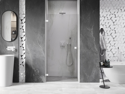 Mexen Lunar-B лява отваряема душ кабина 50 см, прозрачна, бяла - 832-050-000-20-00-L