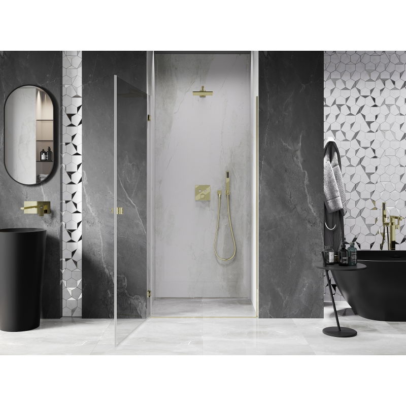 Mexen Lunar-B лява отваряема душ врата 45 см, прозрачна, златна - 832-045-000-50-00-L