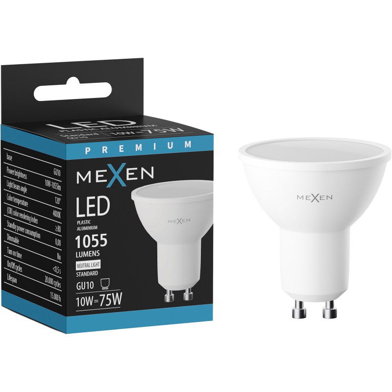 Mexen Nova LED крушка GU10, 10W, Неутрална - 4000K, 1055 lm - L108-GU10-1040-01