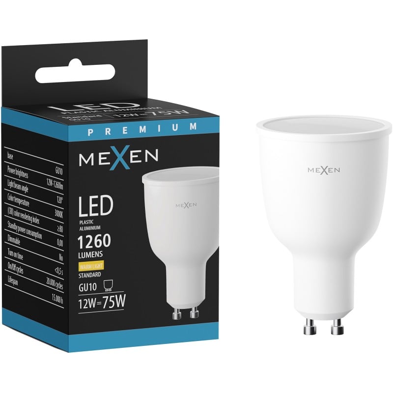 Mexen Nova LED крушка GU10, 12W, Топла - 3000K, 1260 lm - L108-GU10-1230-01