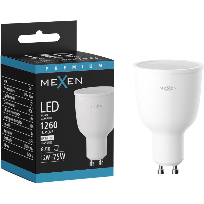 Mexen Nova LED крушка GU10, 12W, Неутрална - 4000K, 1260 lm - L108-GU10-1240-01