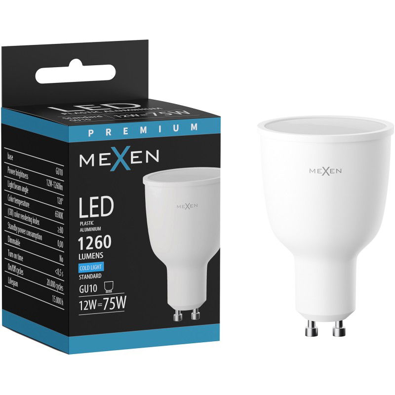 Mexen Nova LED крушка GU10, 12W, Студена - 6500K, 1260 lm - L108-GU10-1265-01