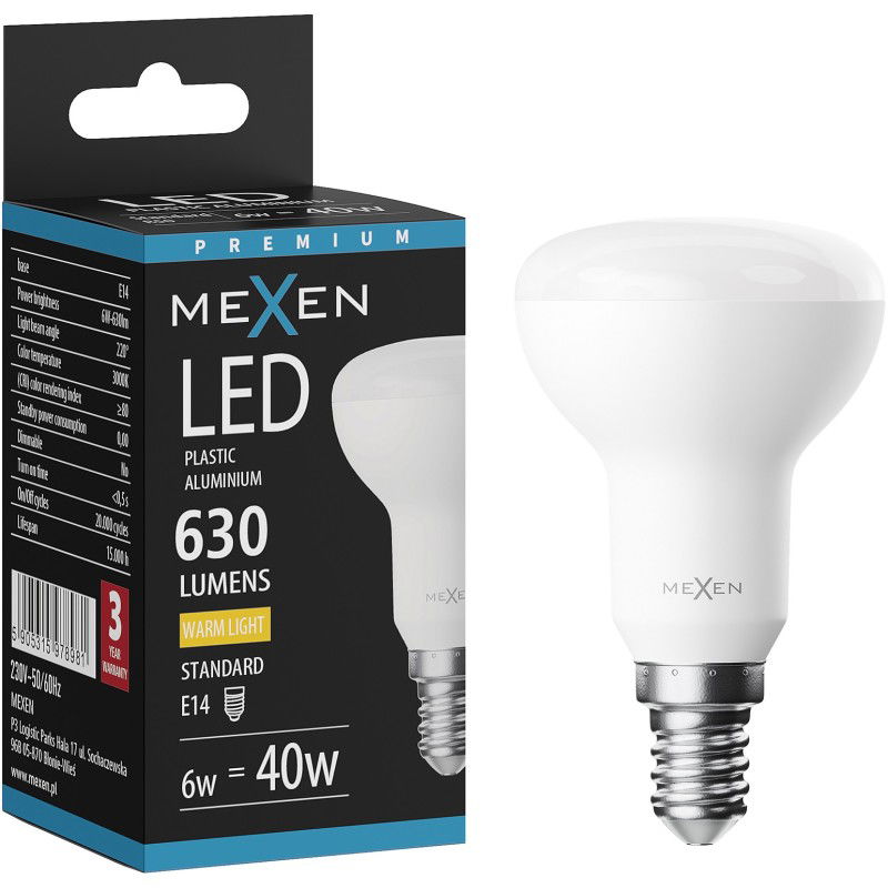 Mexen Nova LED крушка E14, R50, 6W, Топла - 3000K, 630 lm - L103-E14-0630-01