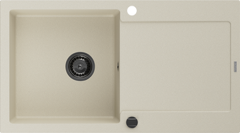 Mexen Leo мивка от гранит с 1 гнездо с капак 900 x 500 мм, бежова, черен сифон - 6501901010-69-B