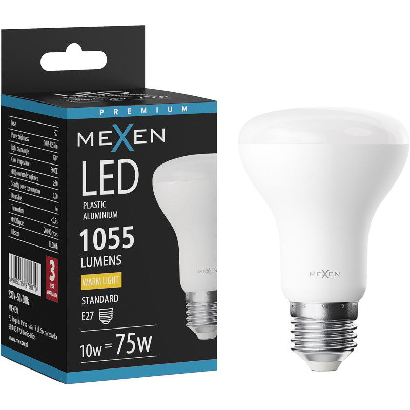 Mexen Nova LED крушка E27, R63, 10W, Топло - 3000K, 1055 lm - L104-E27-1030-01