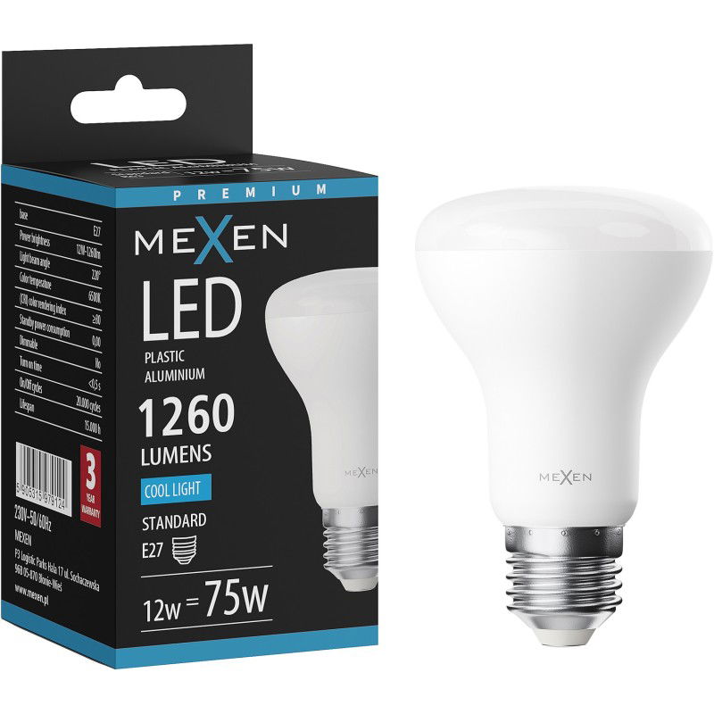 Mexen Nova LED крушка E27, R63, 12W, Студена - 6500K, 1260 lm - L104-E27-1265-01