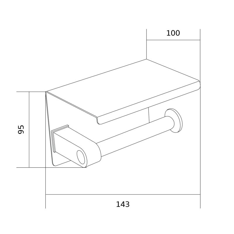 Mexen държач за хартия с рафт, черен - 701197-70