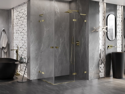 Mexen Lunar L Duo кабина за душ, отваряща се надясно 105 x 95 см, прозрачна, златна - 834L-105P-095L-50-00