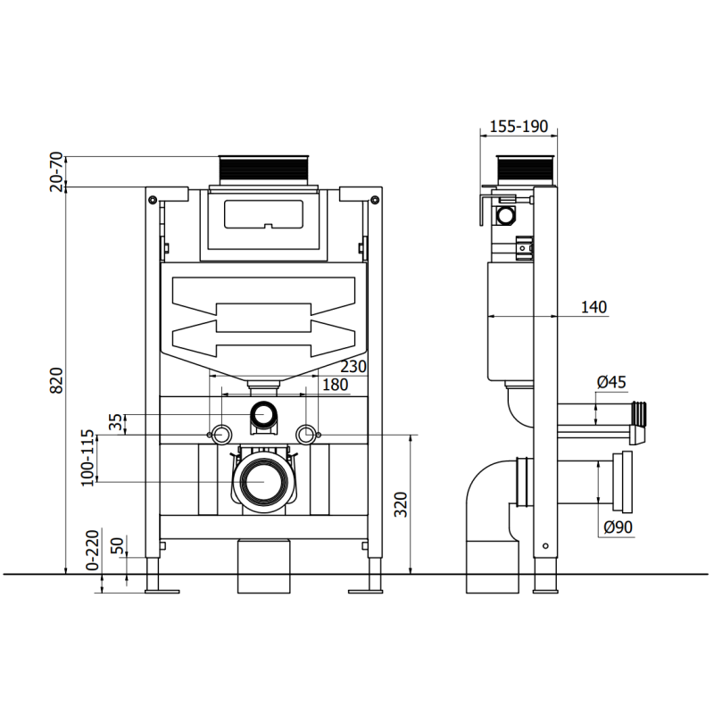 Mexen комплект за вграждане WC, структура Fenix XS-U с WC чиния Lena, черен мат - 6853322XX85