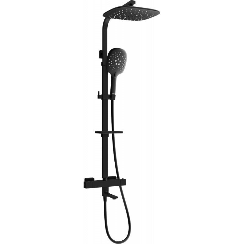 Mexen CQ22 комплект за вана и душ с душ глава и термостатичен смесител, черен - 779102295-70