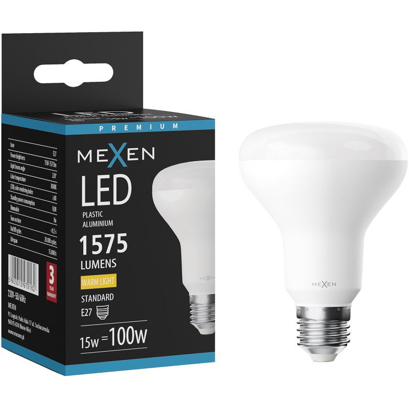 Mexen Nova LED крушка E27, R80, 15W, Топла - 3000K, 1575 lm - L105-E27-1530-01
