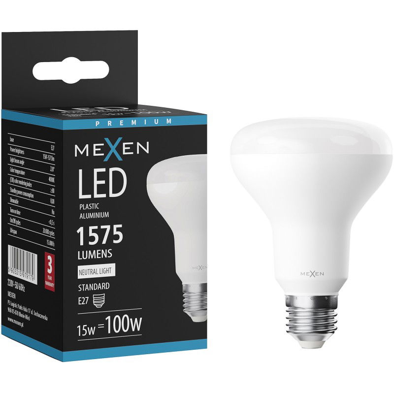 Mexen Nova LED крушка E27, R80, 15W, Неутрална - 4000K, 1575 lm - L105-E27-1540-01
