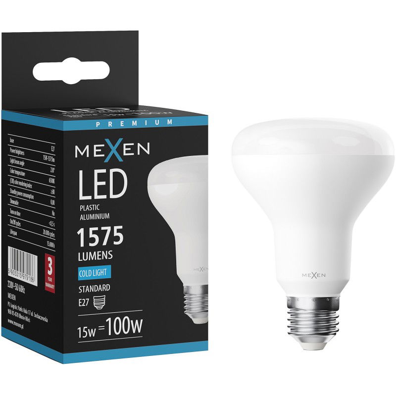 Mexen Nova LED крушка E27, R80, 15W, Студена - 6500K, 1575 lm - L105-E27-1565-01