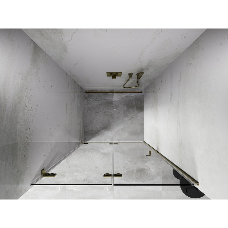 Mexen Lunar-F сгъваеми ляви душ врати 55 см, прозрачни, златни матови - 836-055-000-55-00-L