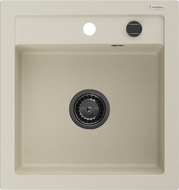 Mexen Vito мивка от гранит с 1 корито 520 x 490 mm, бежова, черен сифон - 6503521000-69-B