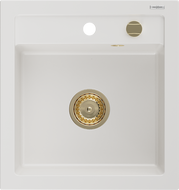 Mexen Vito гранитна кухненска мивка с 1 корито 520 x 490 мм, бяла, златен сифон