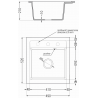 Mexen Vito гранитна мивка с 1 корито 520 x 490 мм, сива, черен сифон - 6503521000-71-B