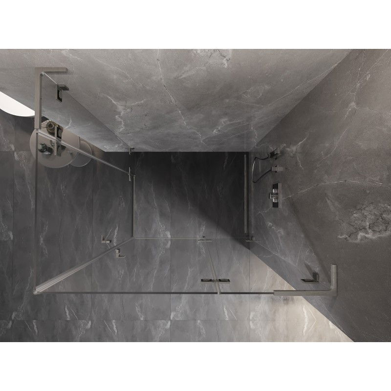 Mexen Lunar L Дуо душ кабина с отваряне, дясна 105 x 75 см, прозрачна, четкат никел - 834L-105P-075L-97-00