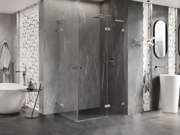 Mexen Lunar L Дуо душ кабина с панти вдясно 105 x 90 см, прозрачна, матиран никел - 834L-105P-090L-97-00