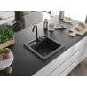 Mexen Vito гранитна мивка 1-коморна 520 x 490 mm, черен с крапиране, черен сифони - 6503521000-76-B