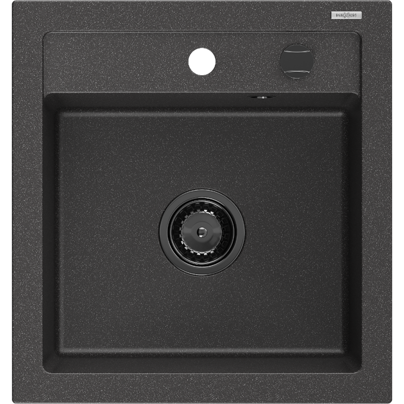 Mexen Vito гранитна мивка 1-коморна 520 x 490 mm, черен с крапиране, черен сифони - 6503521000-76-B