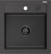 Mexen Vito мивка от гранит с 1 камера 520 x 490 mm, черна с петна, черен сифон - 6503521000-76-B