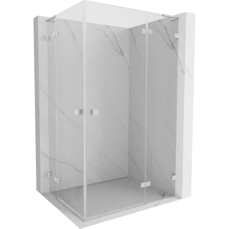 Mexen Lunar L Двоен душ кабина с врата на панти дясна 110 x 80 см, прозрачна, матиран никел - 834L-110P-080L-97-00