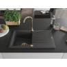 Mexen Cesar гранитна мивка с 1 камера и отцедиелник 775 x 470 mm, черна с пръски,
