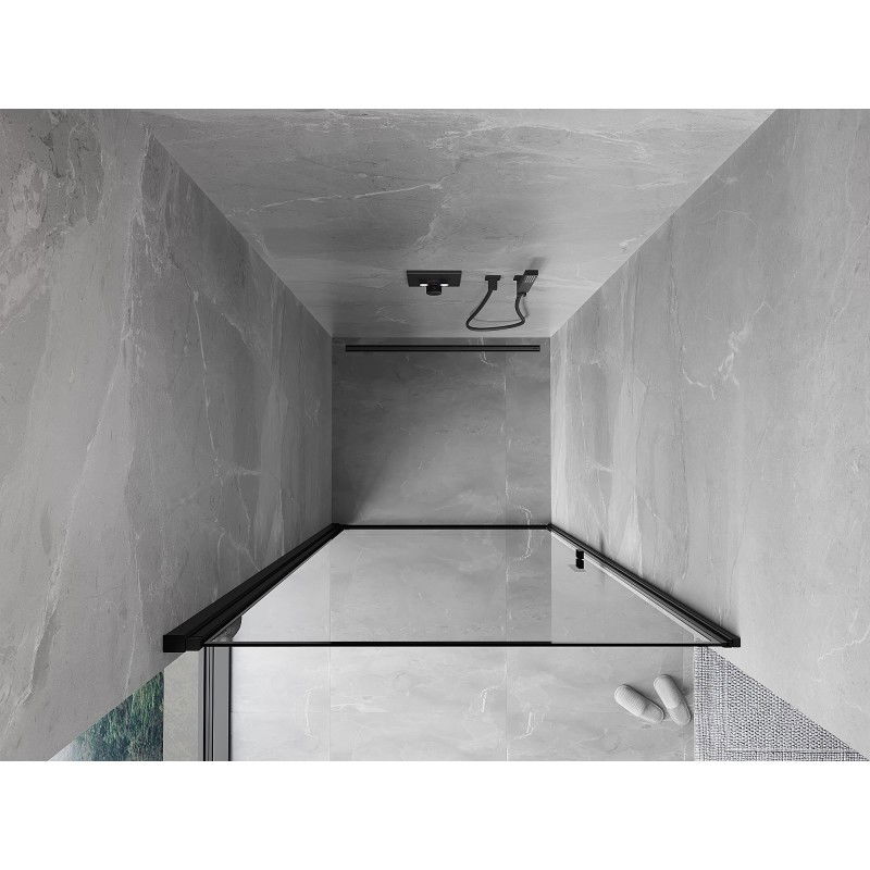 Mexen Mist-B лява въртяща се душ кабина 80 см, черна рамка, черно - 8A2-080-000-70-70-L