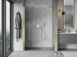 Mexen Mist-B отваряща се душ врата 105 см, прозрачна, златна - 8A2-105-001-50-00