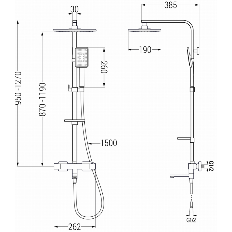 Mexen CQ54 комплект за вана и душ с пита и термостатичен смесител, бял/хром - 779105495-21