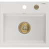 Mexen Milo гранитна мивка с 1 гнездо 435 x 410 мм, бяла, със златен сифон