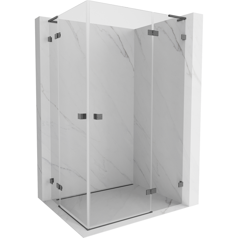 Mexen Lunar L Duo кабина за душ с шарнирна врата дясна 110 x 90 см, прозрачна, четка сиво острие - 834L-110P-090L-66-00