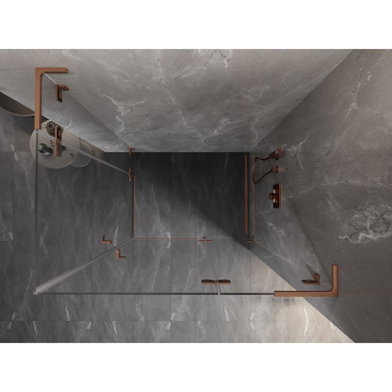 Mexen Lunar L Двукрила душ кабина дясна 90 x 80 см, прозрачна, четкана мед - 834L-090P-080L-65-00