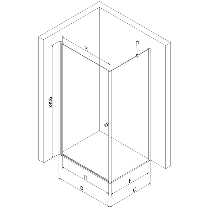 Mexen Pretoria люлееща се душ кабина 90 x 100 см, прозрачна, черна - 852-090-100-70-00