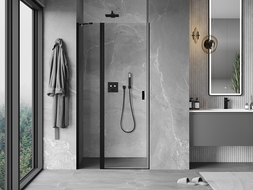 Mexen Mist панелен врати за душ 75 см, прозрачни, черни - 8A4-075-000-70-00