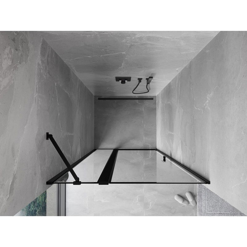 Mexen Mist врати за душ кабина, панти леви 115 см, черна рамка, черни - 8A4-115-000-70-70-L