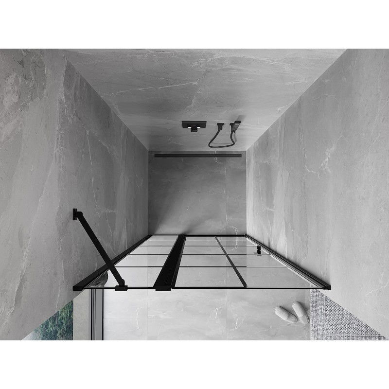 Mexen Mist лява душ кабина с черна решетка, черна - 8A4-085-000-70-77-L