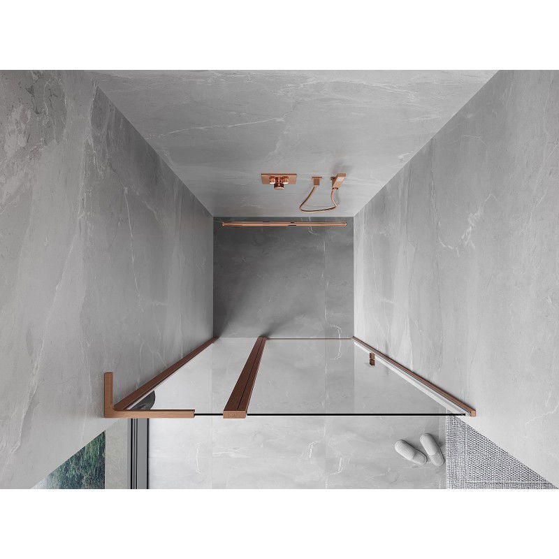 Mexen Mist L врата за душ кабина с отваряне 115 см, прозрачни, матирано медни - 8A4L-115-000-65-00